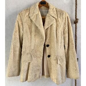MICHAA Jacket Faux Fur Coat Cream Luxury Hipster Women's Small